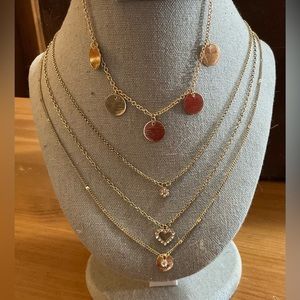 Gold plated/custume 3 chain necklace n circle anklet. N 10” inch anklet n chain.